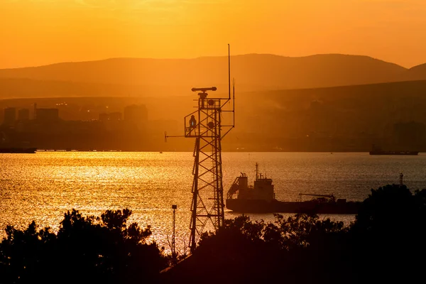 Sunset over the sea. Novorossiysk. The Krasnodar region. Russia — Stock Photo, Image