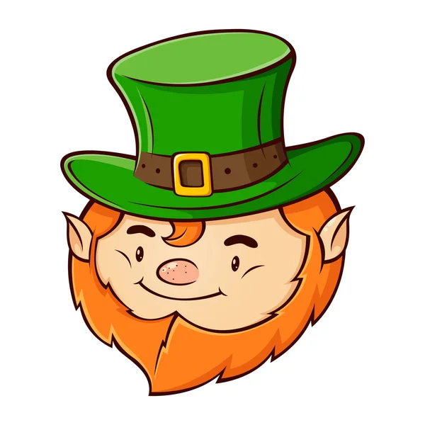 Cute Leprechaun Head Character Design — Stock Vector