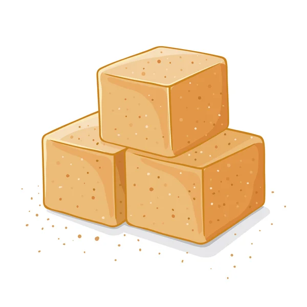 Three Brown Sugar Cubes Illustration — Stock Vector