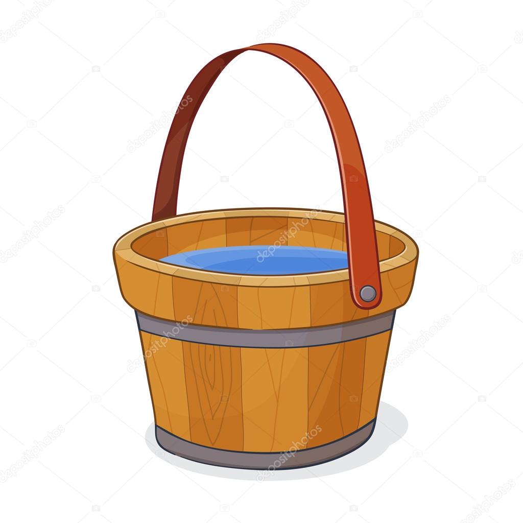 Wooden Bucket Filled With Water