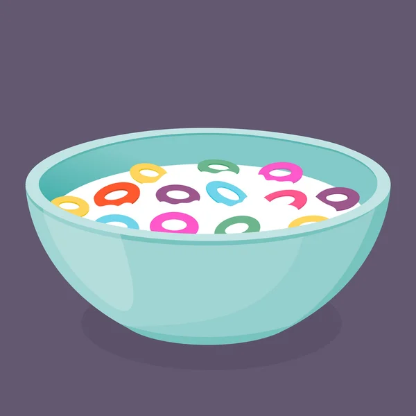 Bowl of Cereal With Milk — Stock Vector