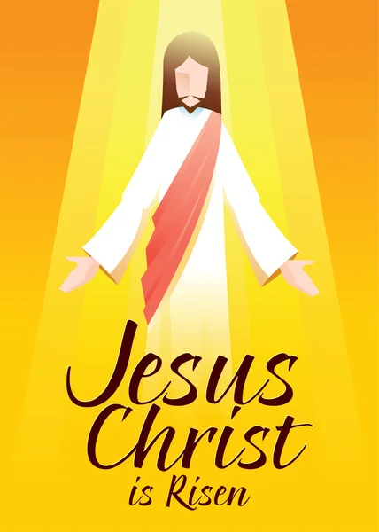 Jezus Christus is opgestaan in oranje achtergrondillustratie met typografie — Stockvector