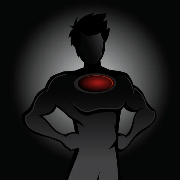 Silhouette super héros avec fond noir — Image vectorielle