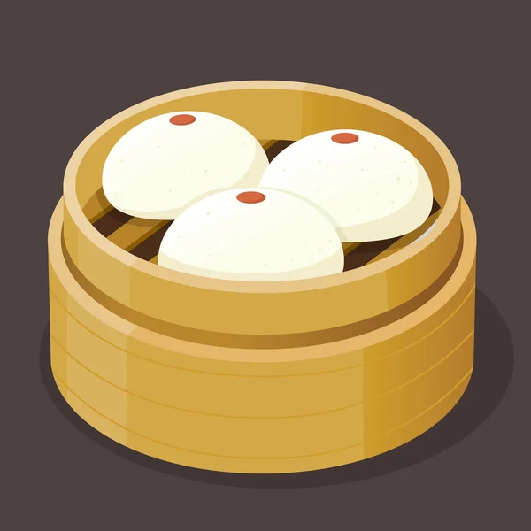 Pan de natillas al vapor con yema Dim Sum — Vector de stock