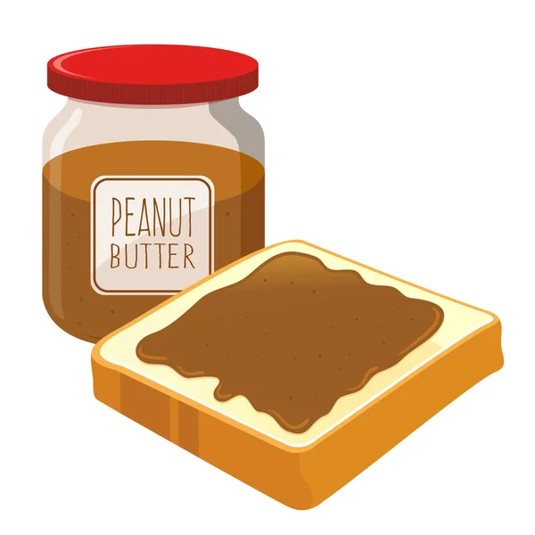 Peanut Butter Spread on a Bread — Stock Vector