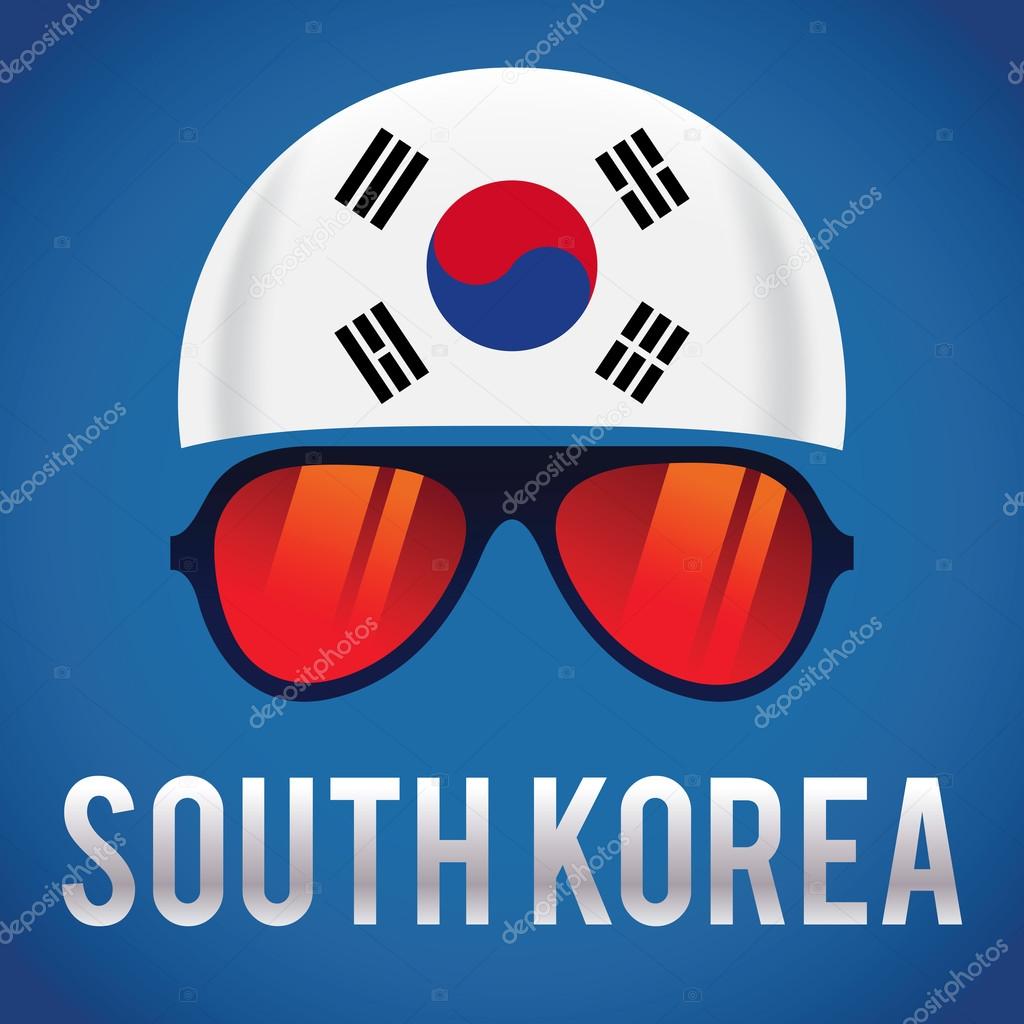 Head band and sunglasses with South Korea insignia, vector illustration