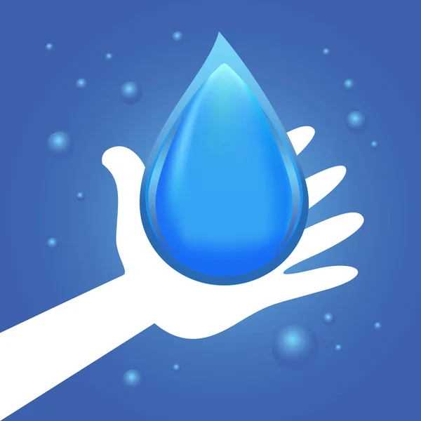 Hand gibt Wassertropfen-Symbol — Stockvektor