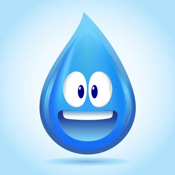 Vatten Droplet 3d maskot karaktär — Stock vektor