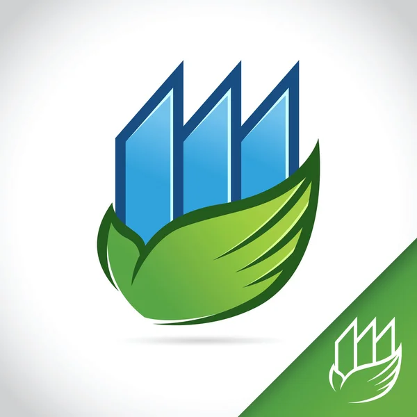 Zöld öko épület üzleti logó sablon — Stock Vector