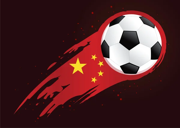 Bola de futebol com abstrato China Insignia fundo —  Vetores de Stock
