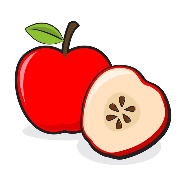 Frutas de manzana enteras y cortadas en rodajas — Vector de stock