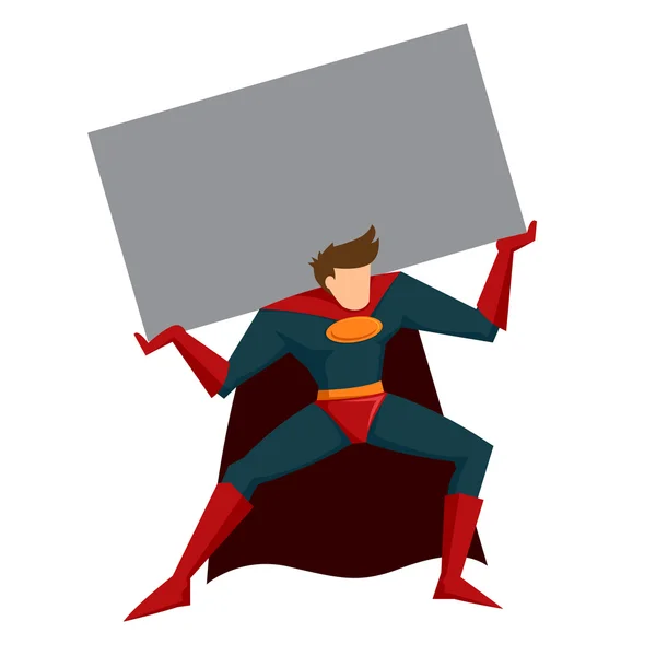 Superhero Lifting Heavy Box — Stock Vector