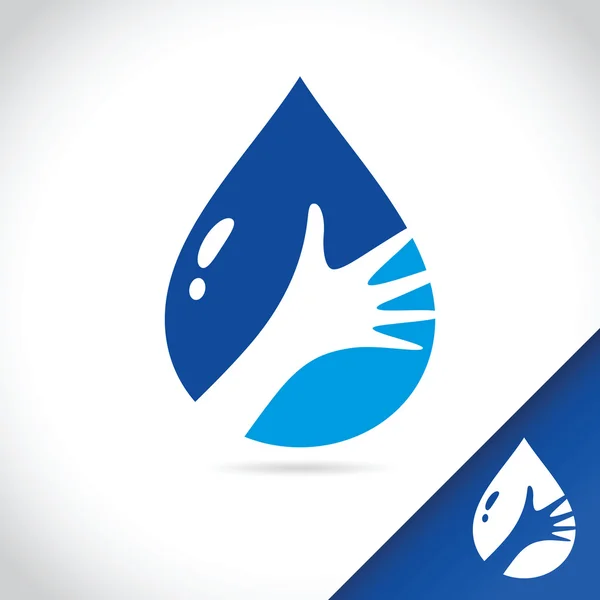 Hand hält Symbol für Wassertropfen — Stockvektor