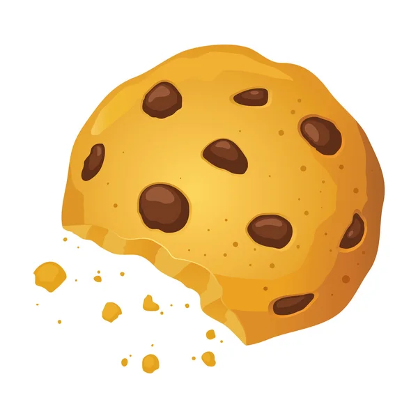 Galletas de Chocolate Chip con Bite Mark Vector Illustration — Archivo Imágenes Vectoriales