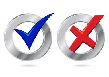 Onay işareti ve yanlış simgeler