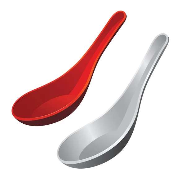 Silver and Red Soup Spoon — Stock Vector
