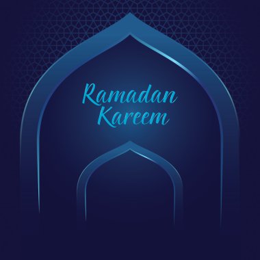 Ramazan Kareem cami kapısı ve Arapça süsleme arka plan ile