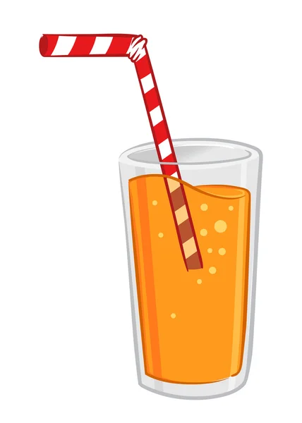 Vaso de zumo de naranja con paja — Vector de stock