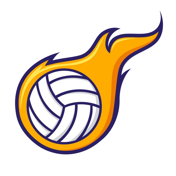 Volley Ball With Flames Icon Symbol — Stock Vector