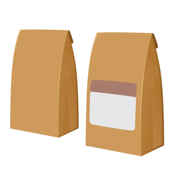 Bolsas de papel marrón en blanco — Vector de stock