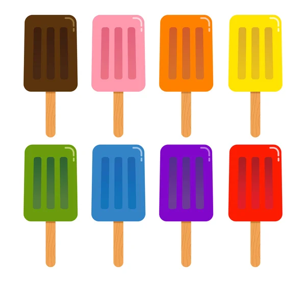 Coleção de gelado colorido Popsicle em sabor diferente —  Vetores de Stock