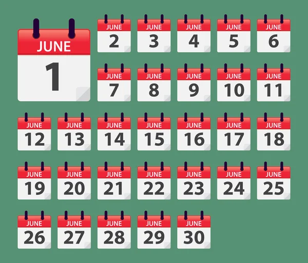 Juni Daily kalendersjabloon — Stockvector