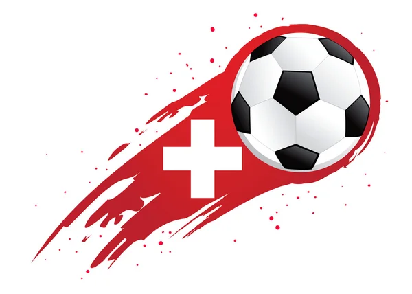 Ballon de football avec fond abstrait Suisse Insignia — Image vectorielle