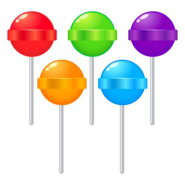 Renkli lolipop şeker sopa kümesi