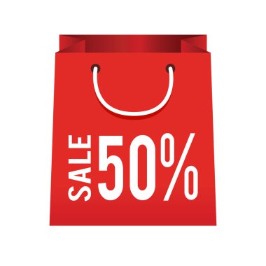 Alışveriş çantası simgesini satış ve indirim işareti