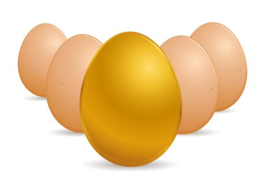 Altın yumurta vektör düzenli yumurta önünde