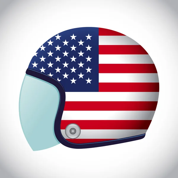 Casco de moto retro con bandera de EE.UU. — Vector de stock