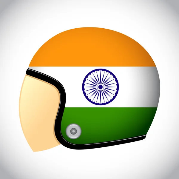 Ретро мотоциклетный шлем с флагом Индии — стоковый вектор