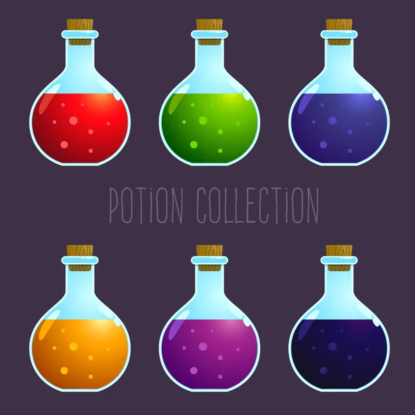 Collection de bouteilles de potions vectorielles colorées — Image vectorielle