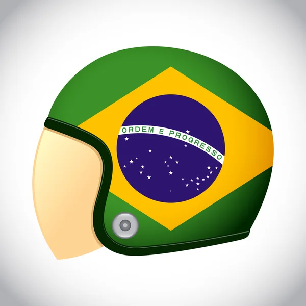 Retro Motorradhelm mit brasilianischer Fahne — Stockvektor