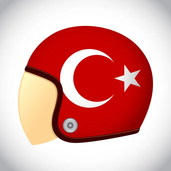 トルコの旗とレトロなオートバイ ヘルメット — ストックベクタ