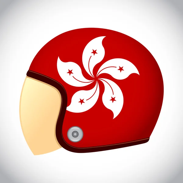 Capacete de motocicleta retro com bandeira de Hong Kong — Vetor de Stock