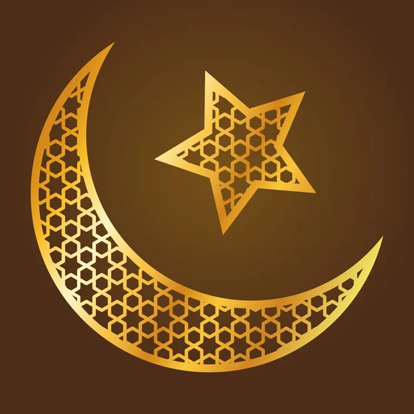 Golden Moon And Star Islamic Symbol — Stock Vector