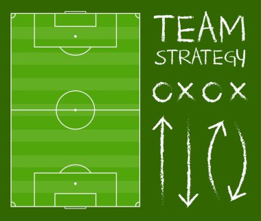 Futbol sahası ile takım strateji grafik vektör
