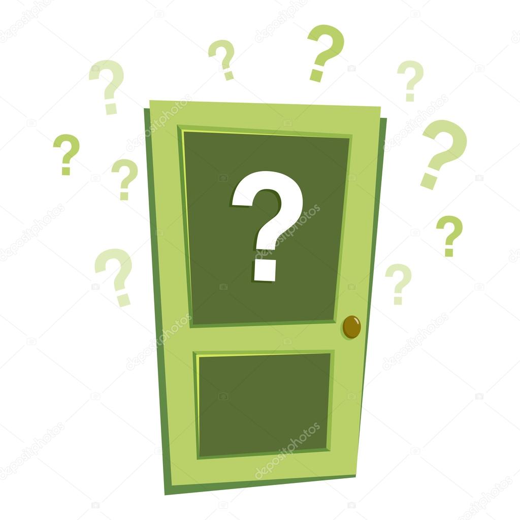 Mystery Door With Question Marks Vector — Stock Vector © yusak_p 120574630
