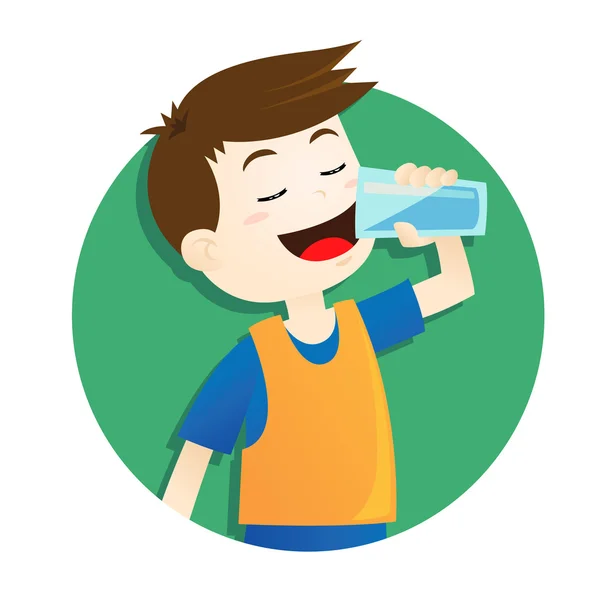 Niño bebiendo agua — Vector de stock