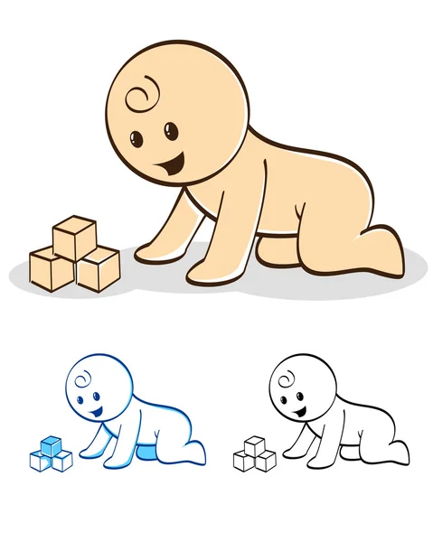 Bébé jouant avec des blocs en bois — Image vectorielle