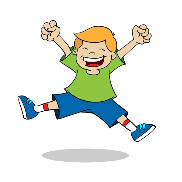 Niño saltando mientras sonríe — Archivo Imágenes Vectoriales