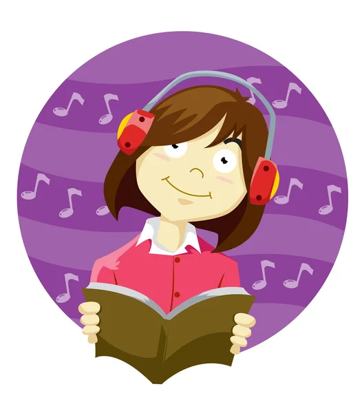 Mädchen hören Musik — Stockvektor