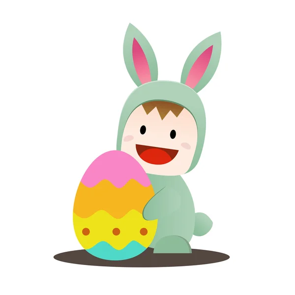 Easter Bunny holding big easter egg — Stock Vector