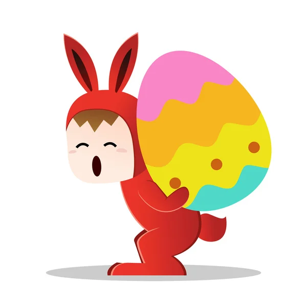 Easter Bunny carry big egg in its back — Stock Vector