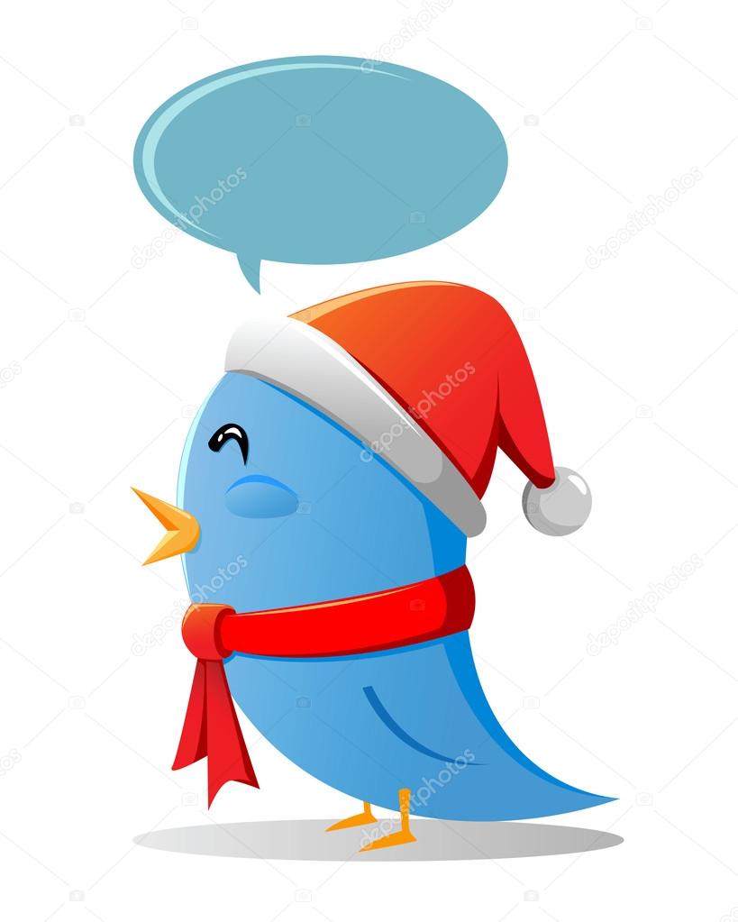 Blue bird celebrating Christmas