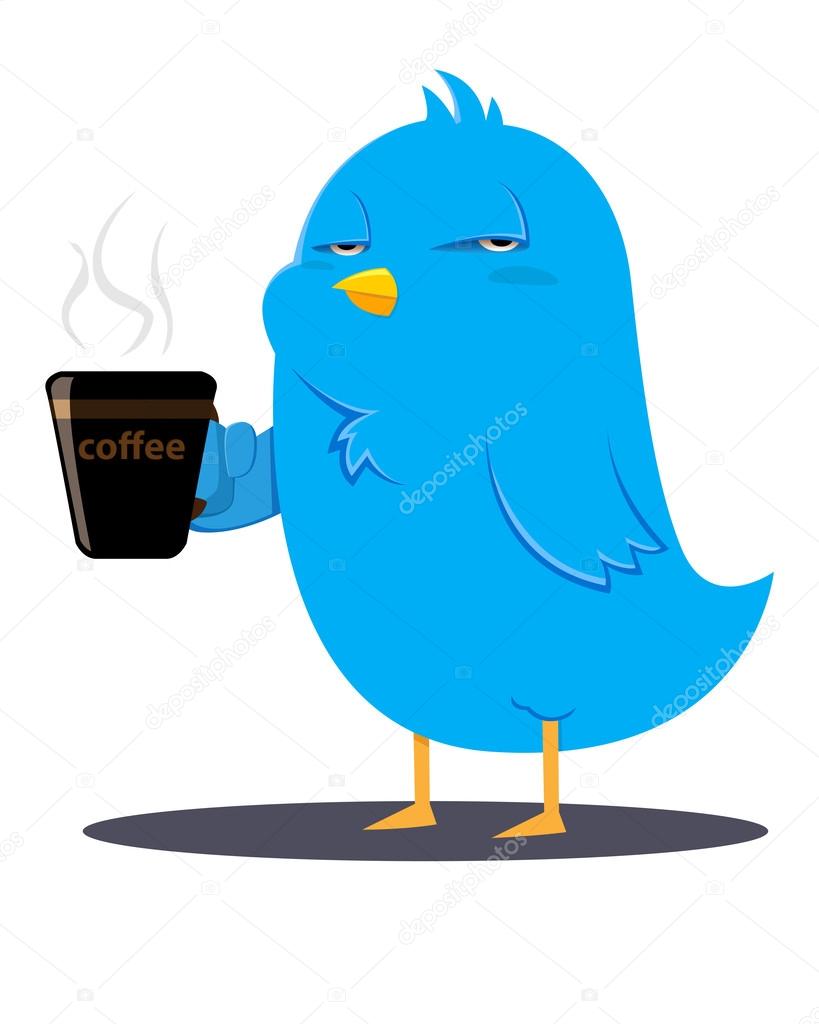 Blue Bird drinking coffee