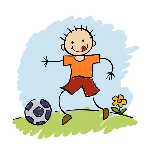 Boy playing soccer — Stock Vector