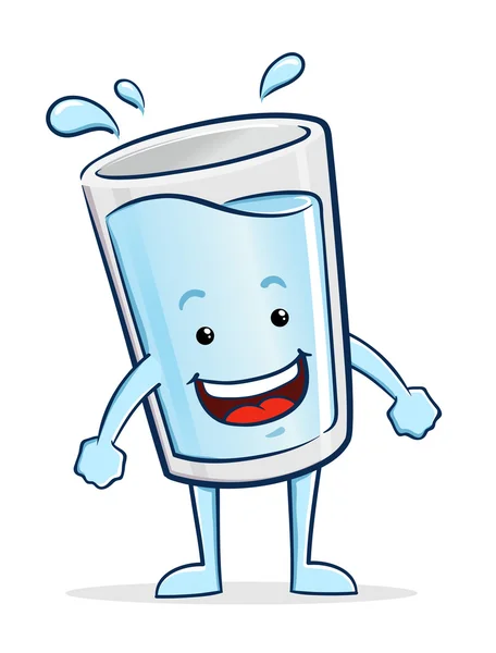 Glas Water Cartoon karakter — Stockvector