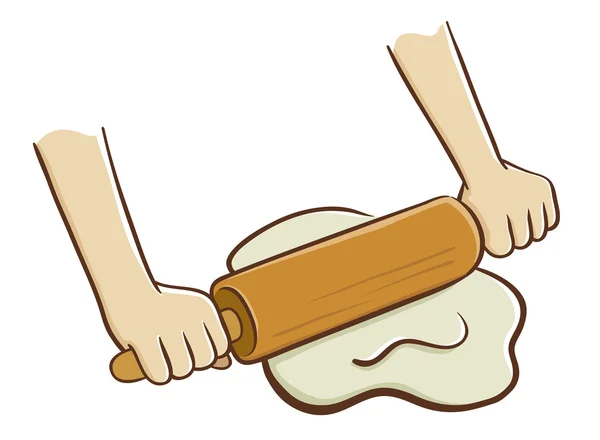 Hands rolling dough — Stock Vector